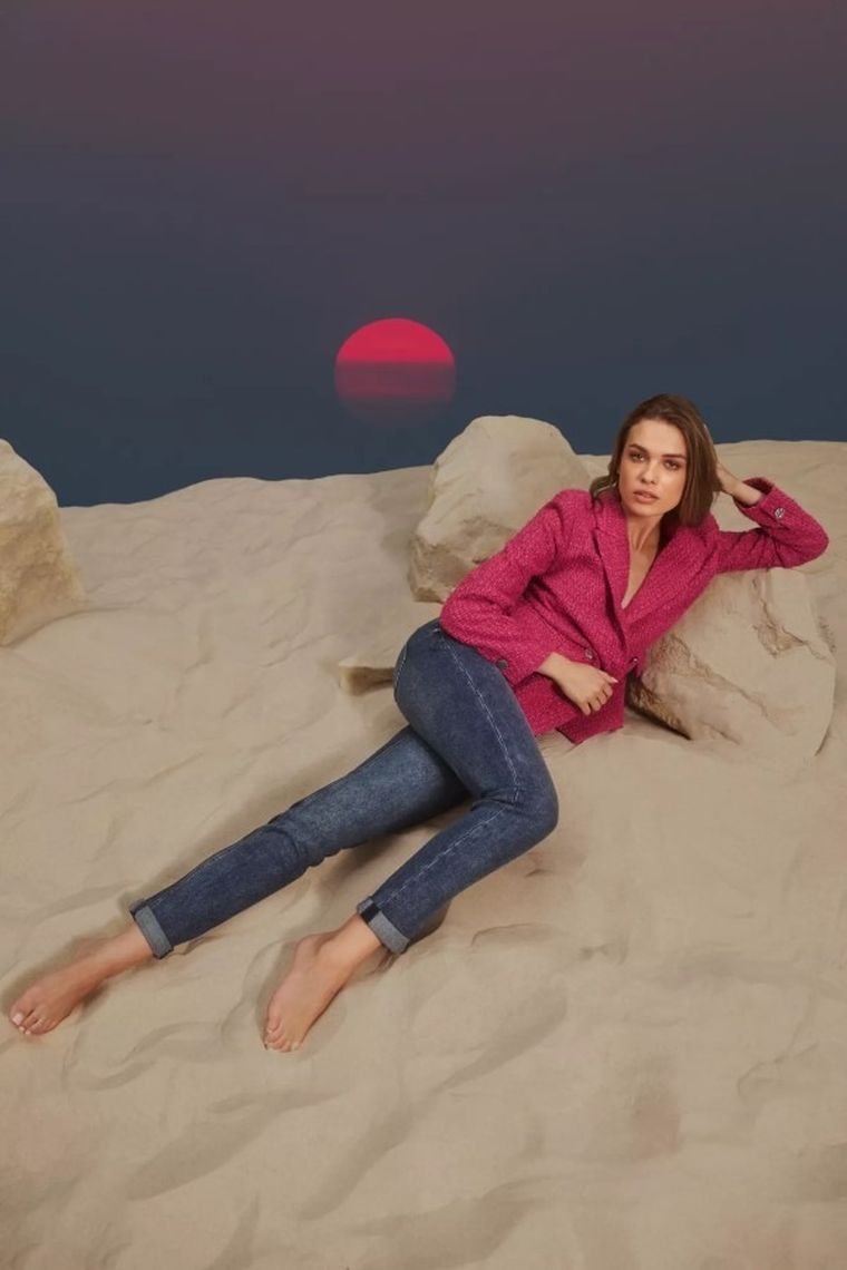 Spodnie jeansowe damskie, granatowe, Moodo