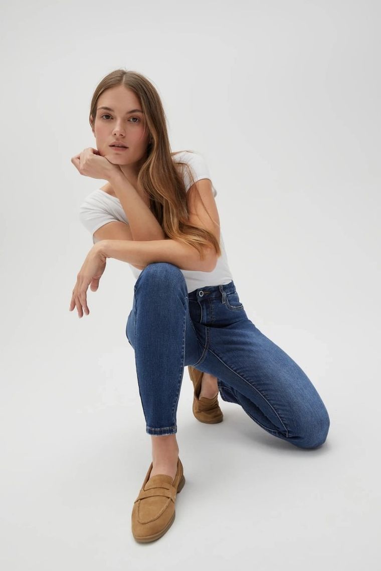 Spodnie jeansowe damskie, granatowe, Moodo