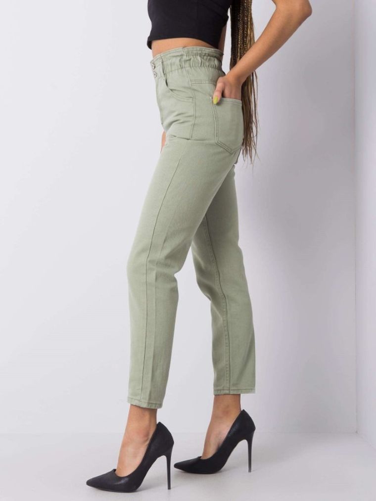 Spodnie jeansowe damskie, khaki, Rue Paris