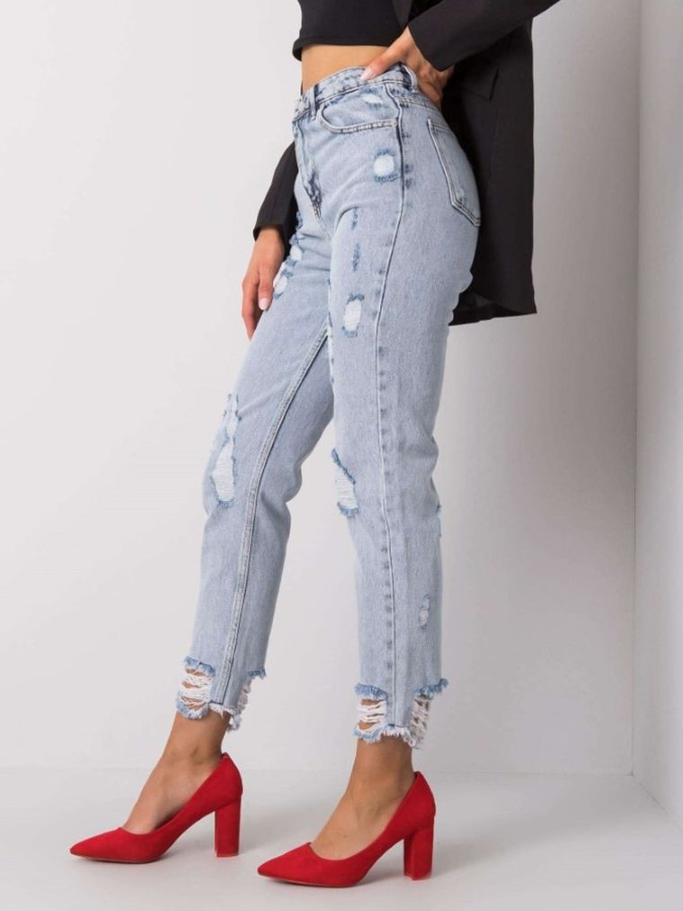 Spodnie jeansowe damskie, mom fit, denim, Rue Paris