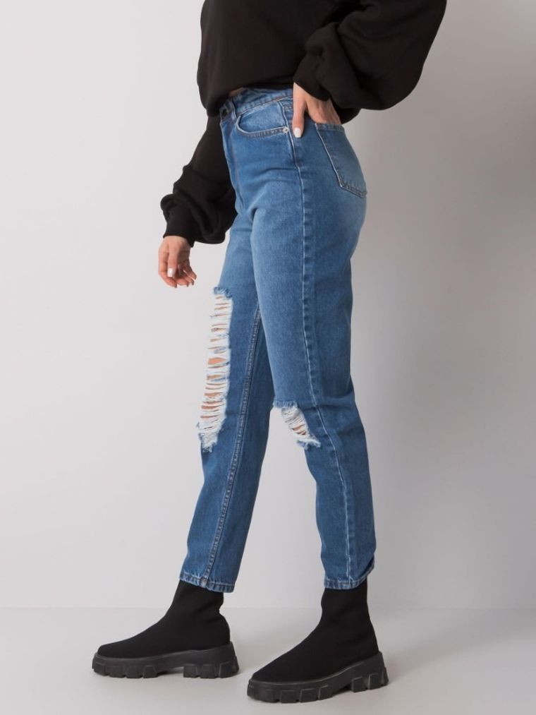 Spodnie jeansowe damskie, mom fit, denim, Rue Paris