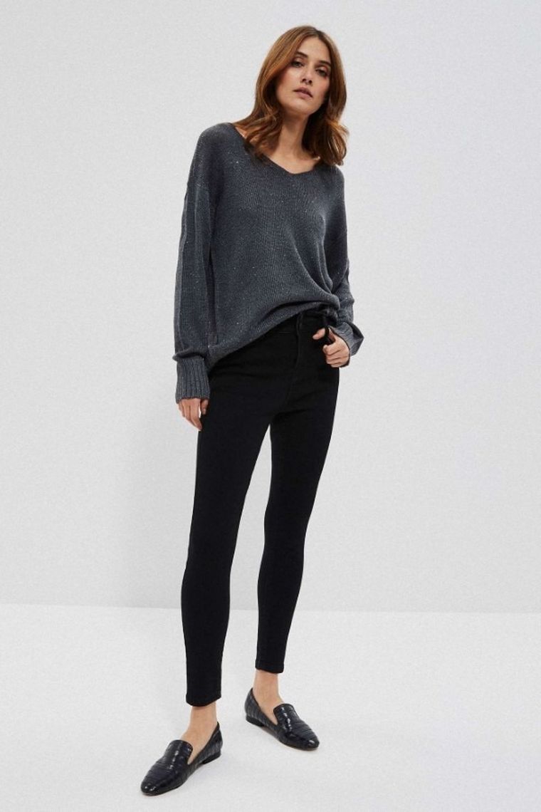 Spodnie jeansowe damskie, push up, czarne, Moodo