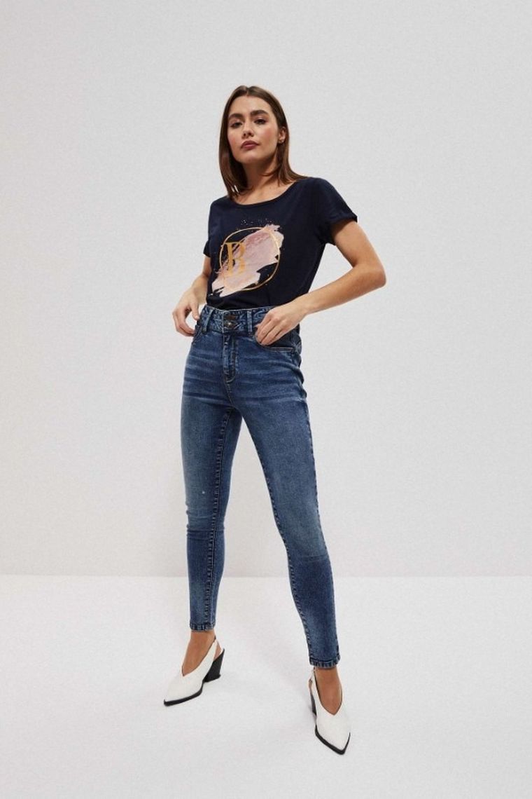 Spodnie jeansowe damskie, push up, granatowe, Moodo