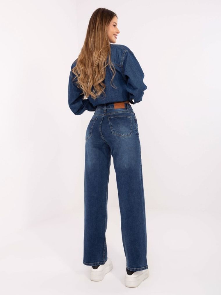 Spodnie jeansowe damskie, wide leg, niebieskie, Sublevel