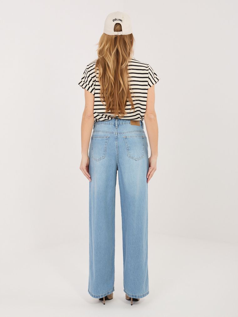 Spodnie jeansowe damskie, wide, niebieskie, Sublevel