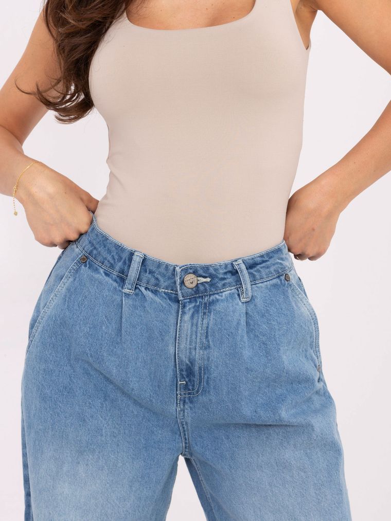 Spodnie jeansowe damskie, wide, niebieskie, Sublevel