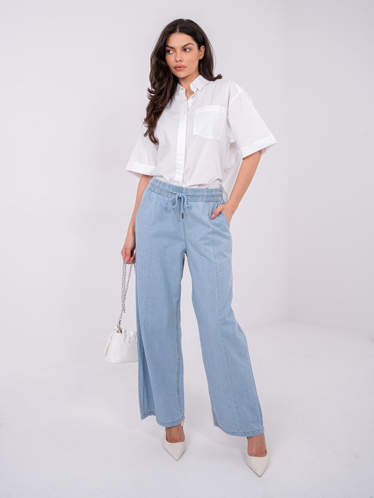 Spodnie jeansowe damskie, wide, niebieskie, Sublevel