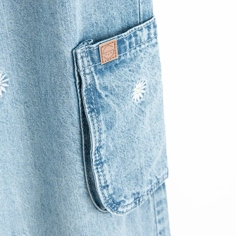 Spodnie jeansowe w kwiaty wide leg Cool Club