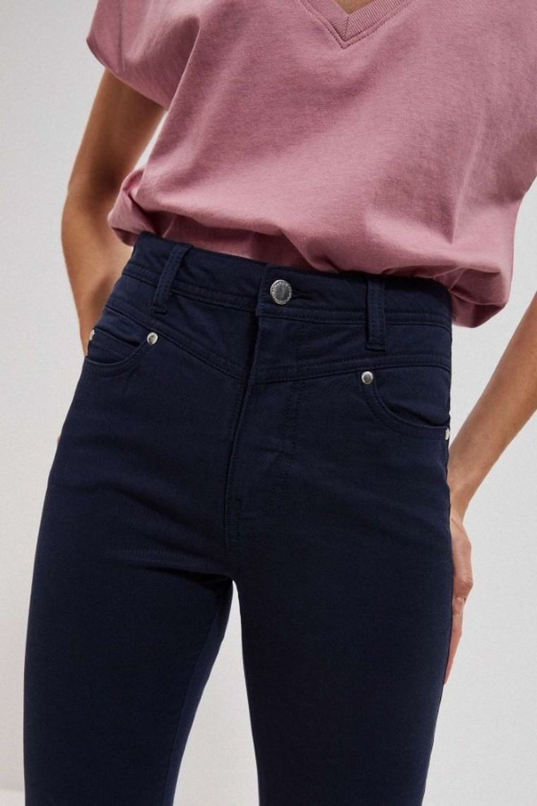 Spodnie materiałowe damskie 3/4, granatowe, Moodo