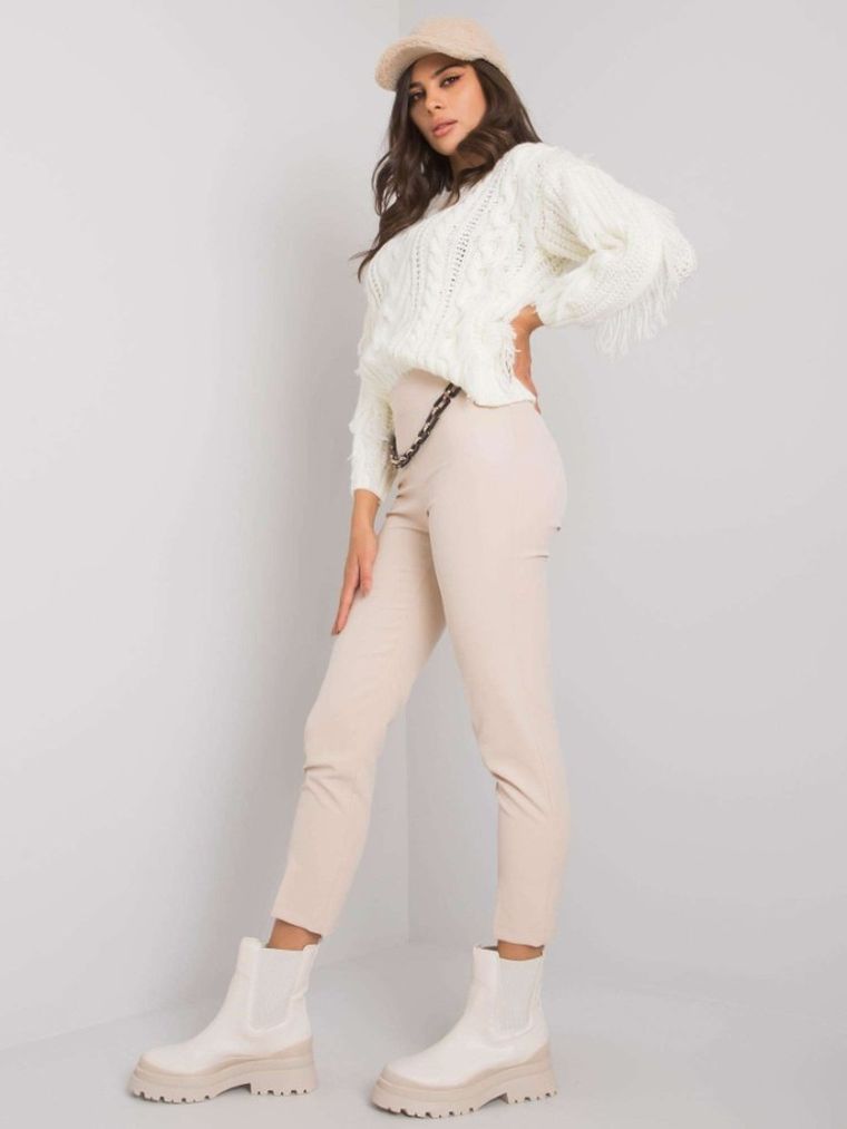 Spodnie materiałowe damskie, beżowe, Factory Price