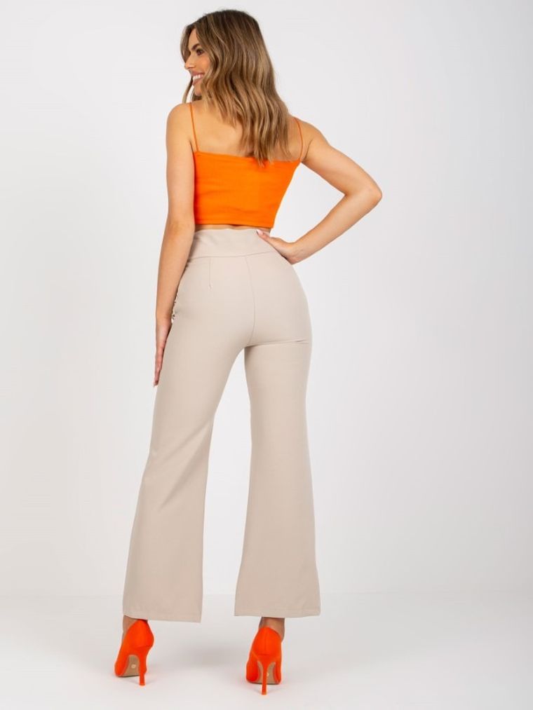 Spodnie materiałowe damskie, beżowe, Italy Moda