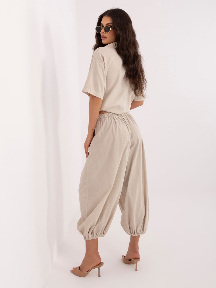 Spodnie materiałowe damskie, beżowe, Italy Moda