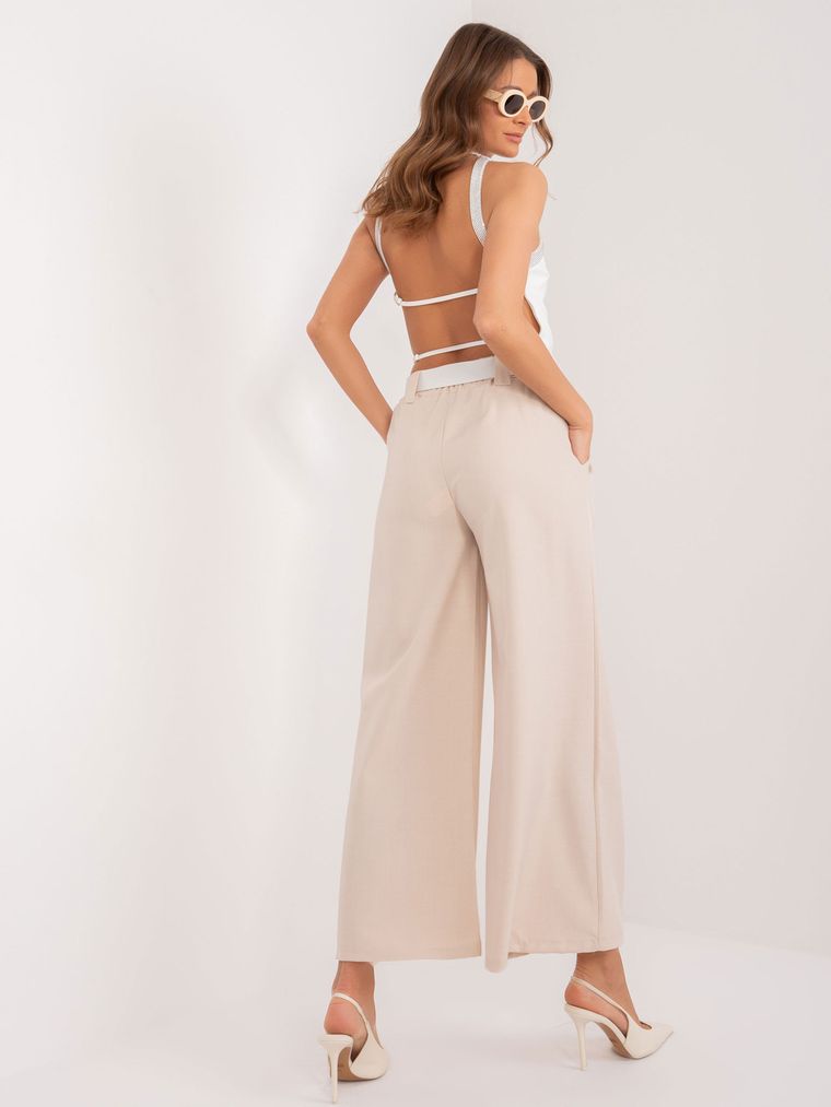 Spodnie materiałowe damskie, beżowe, Italy Moda