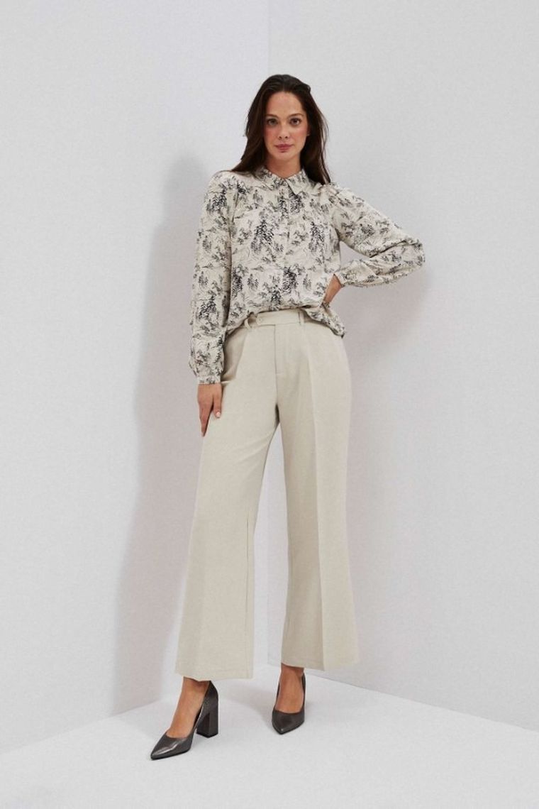 Spodnie materiałowe damskie, beżowe, Moodo