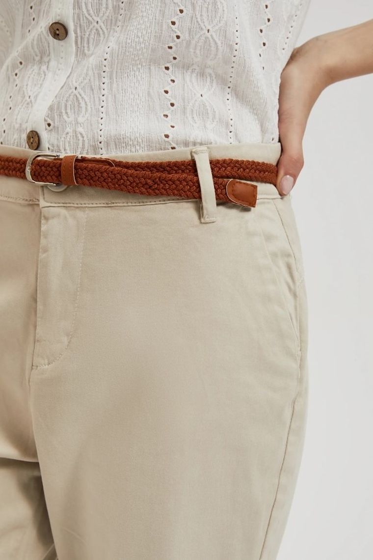 Spodnie materiałowe damskie, beżowe, Moodo