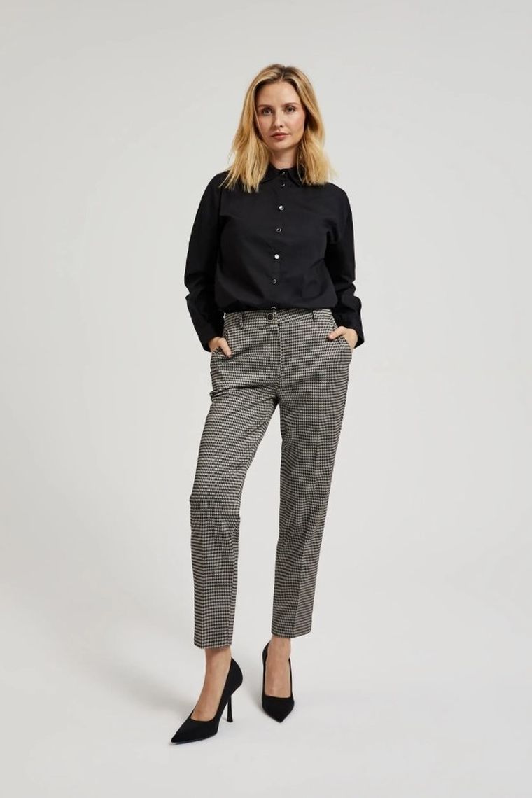 Spodnie materiałowe damskie, beżowe, Moodo