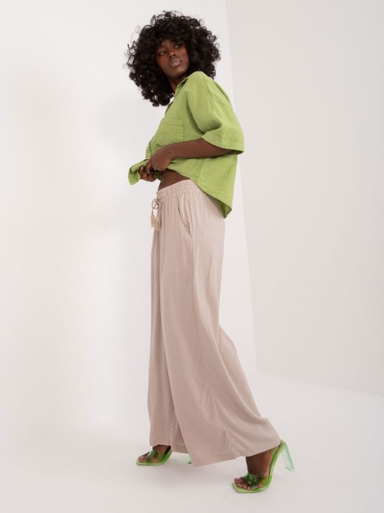 Spodnie materiałowe damskie, beżowe, Sublevel