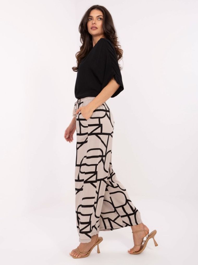 Spodnie materiałowe damskie, beżowe, Sublevel