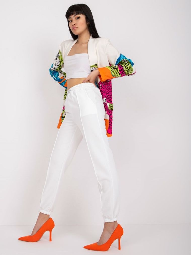 Spodnie materiałowe damskie, białe, Italy Moda