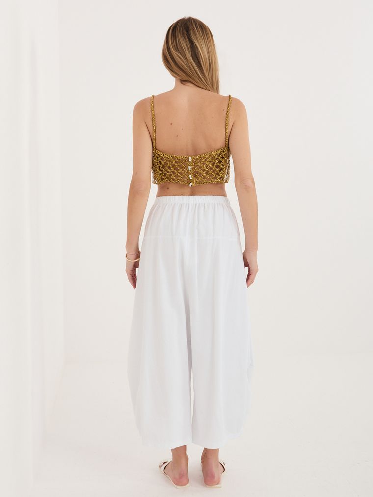 Spodnie materiałowe damskie, białe, Italy Moda