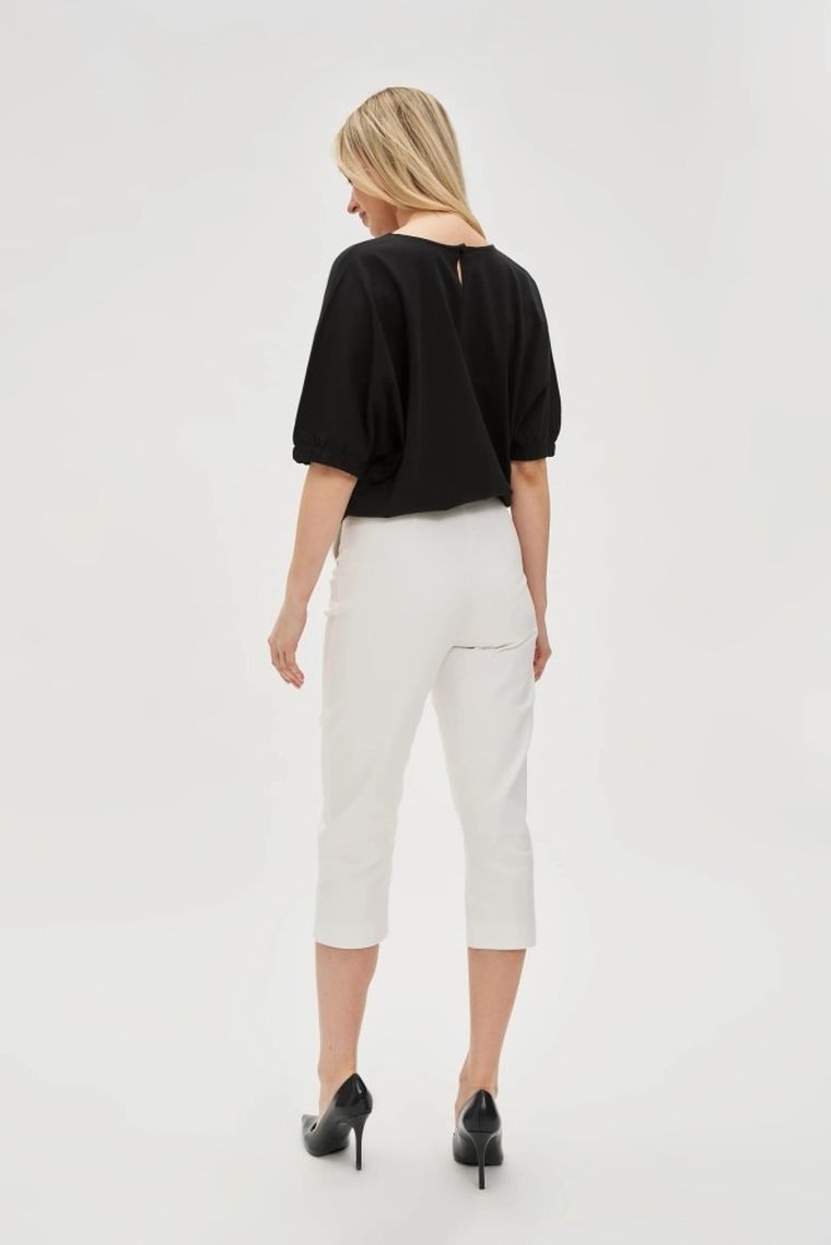 Spodnie materiałowe damskie, białe, Moodo