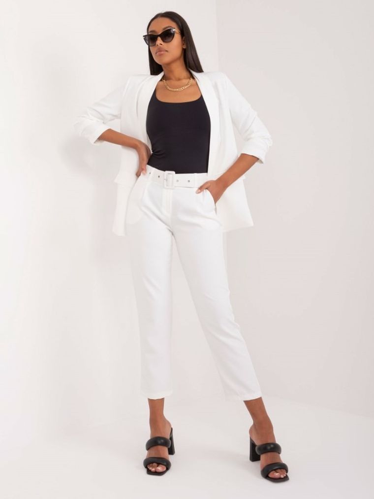 Spodnie materiałowe damskie, białe, Och Bella