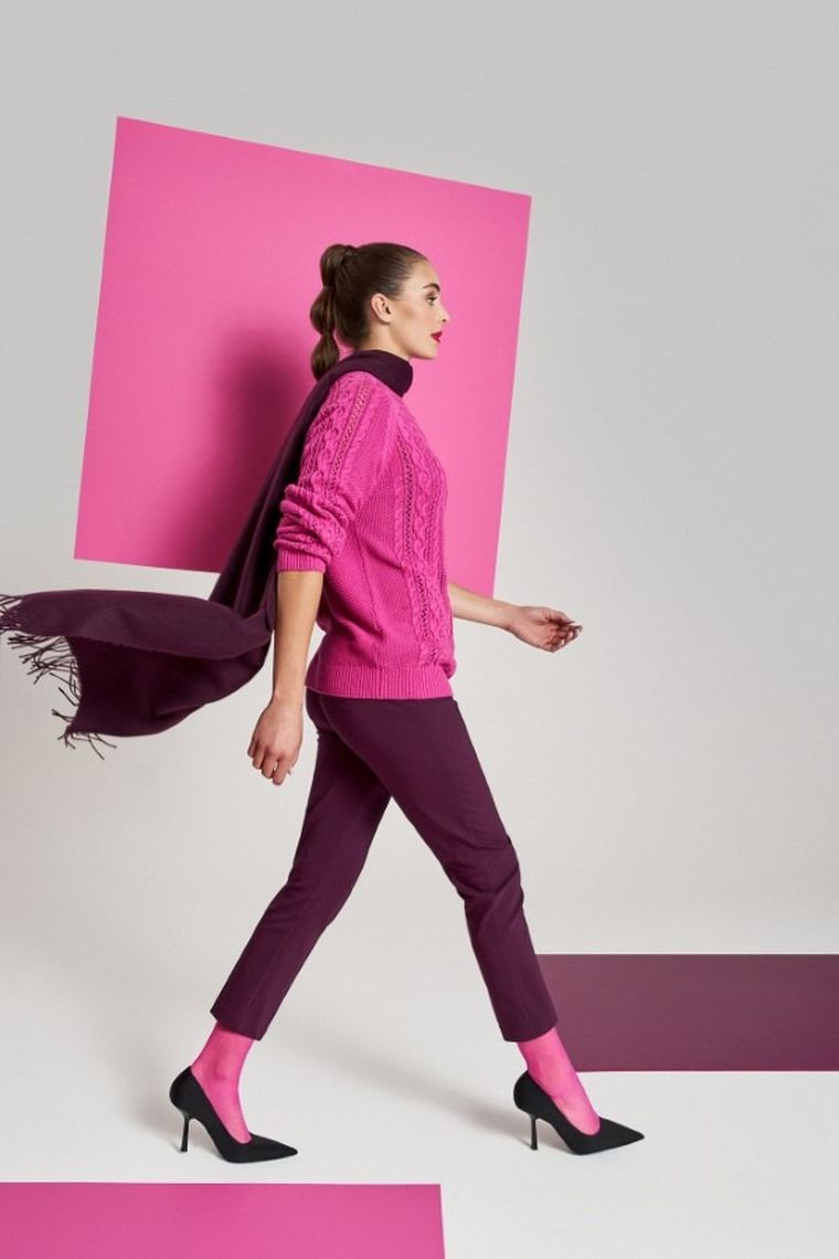 Spodnie materiałowe damskie, bordowe, Moodo