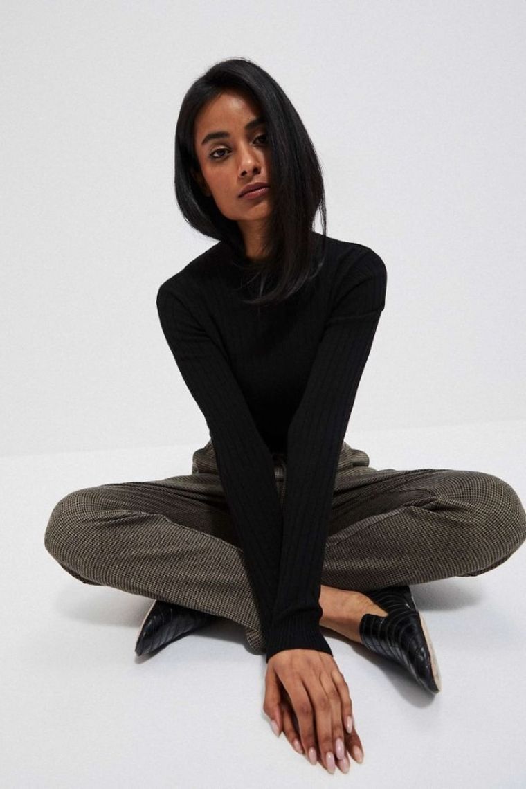 Spodnie materiałowe damskie, brązowe, Moodo