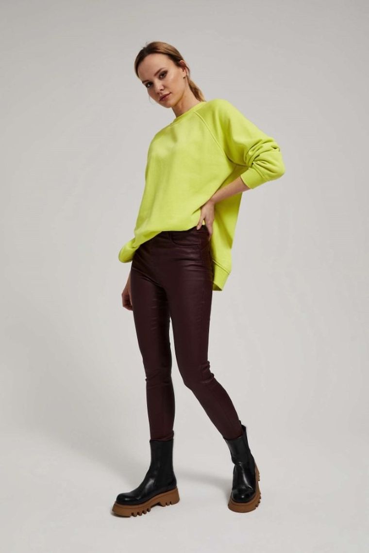 Spodnie materiałowe damskie, brązowe, Moodo