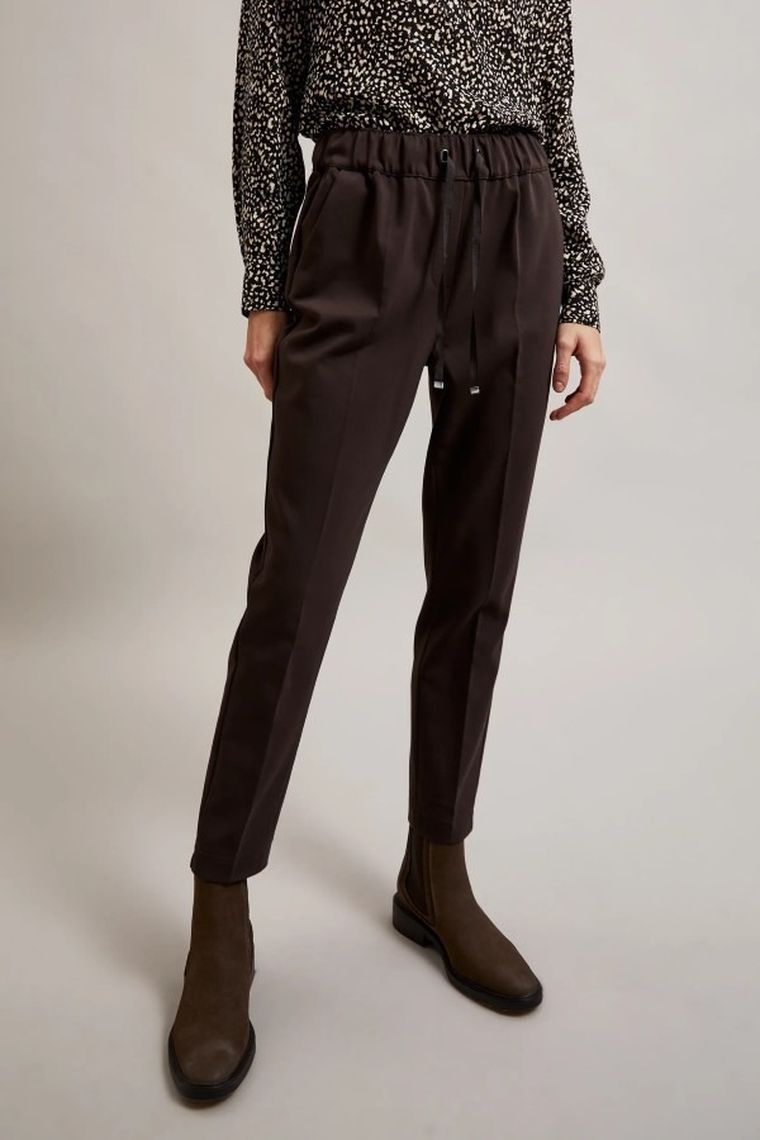 Spodnie materiałowe damskie, brązowe, Moodo