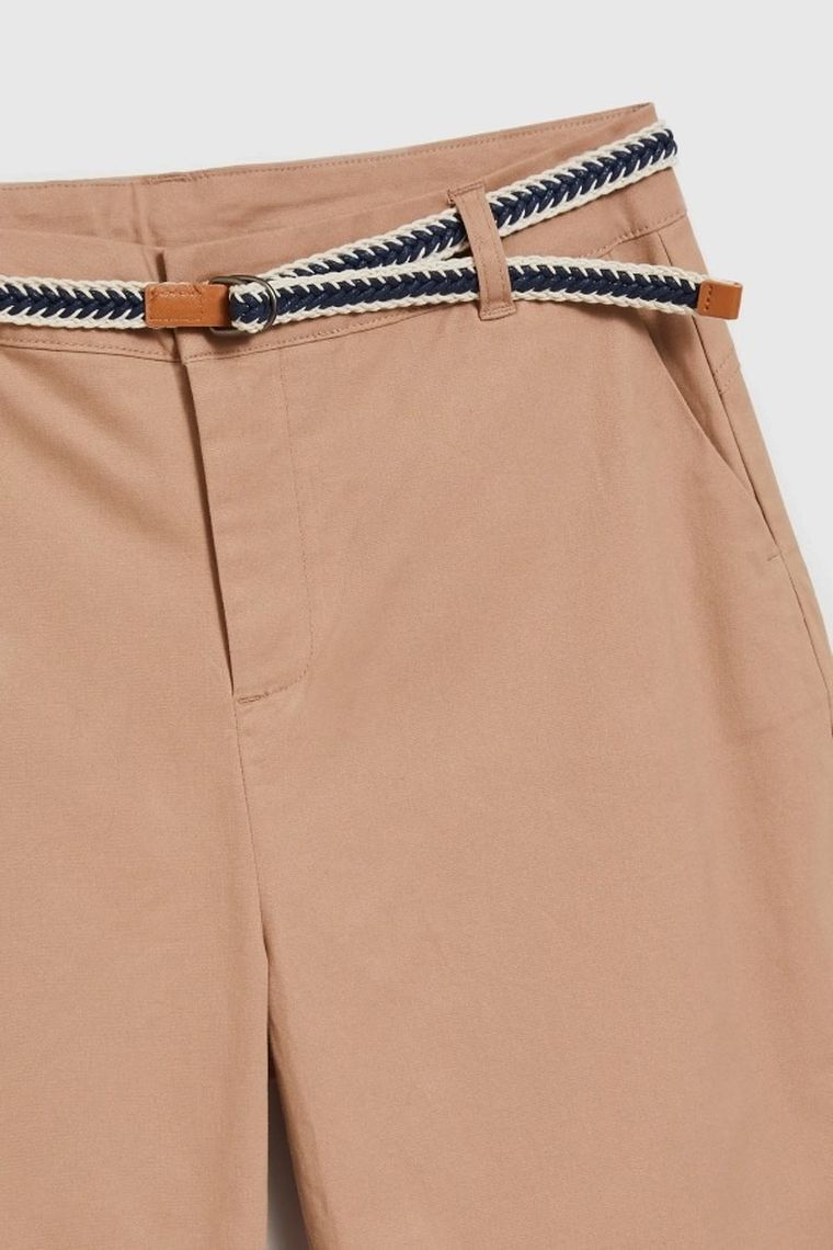 Spodnie materiałowe damskie, brązowe, Moodo