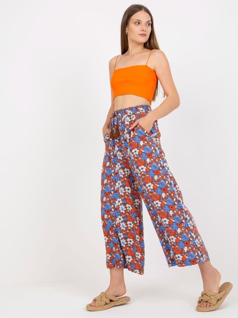 Spodnie materiałowe damskie, brązowe, Sublevel