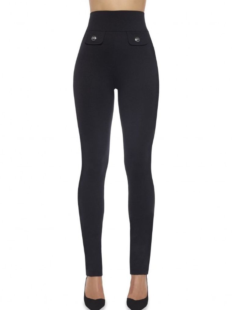 Spodnie materiałowe damskie, czarne, Bas Bleu