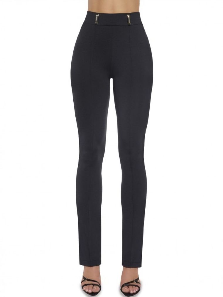 Spodnie materiałowe damskie, czarne, Bas Bleu