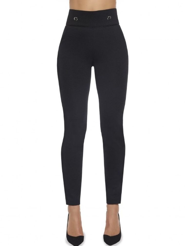 Spodnie materiałowe damskie, czarne, Bas Bleu