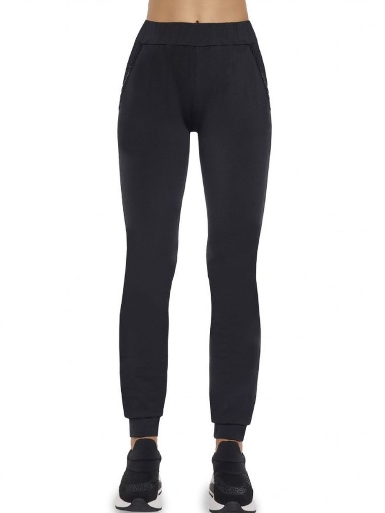 Spodnie materiałowe damskie, czarne, Bas Bleu