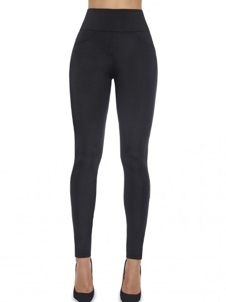 Spodnie materiałowe damskie, czarne, Bas Bleu