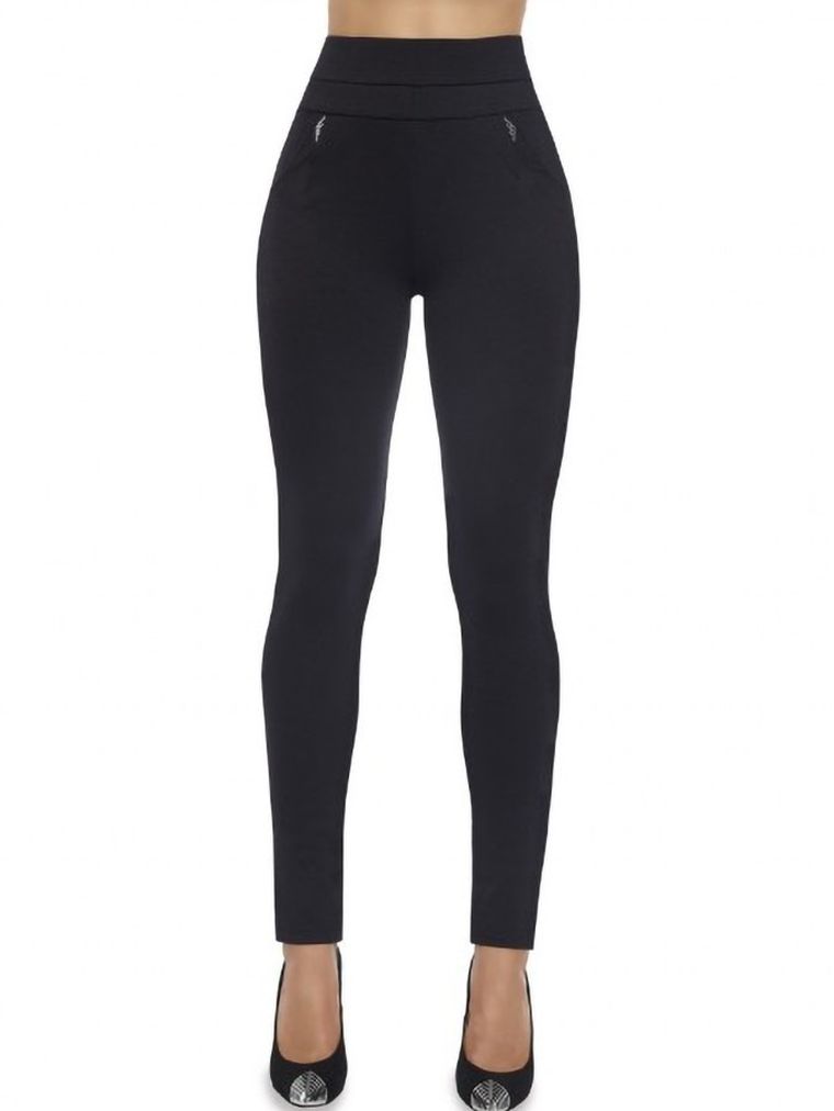 Spodnie materiałowe damskie, czarne, Bas Bleu