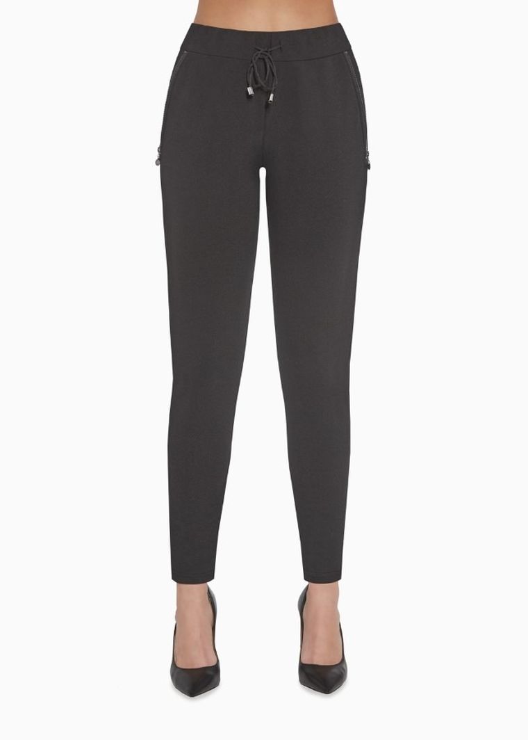 Spodnie materiałowe damskie, czarne, Idalia, Bas Bleu