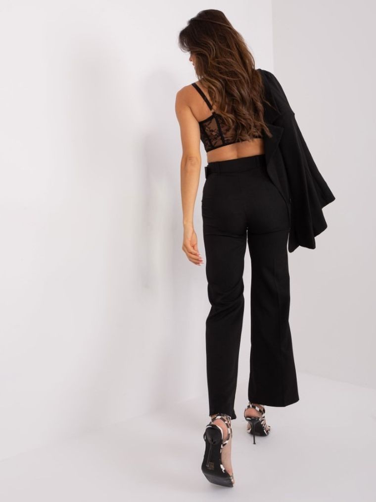 Spodnie materiałowe damskie, czarne, Italy Moda