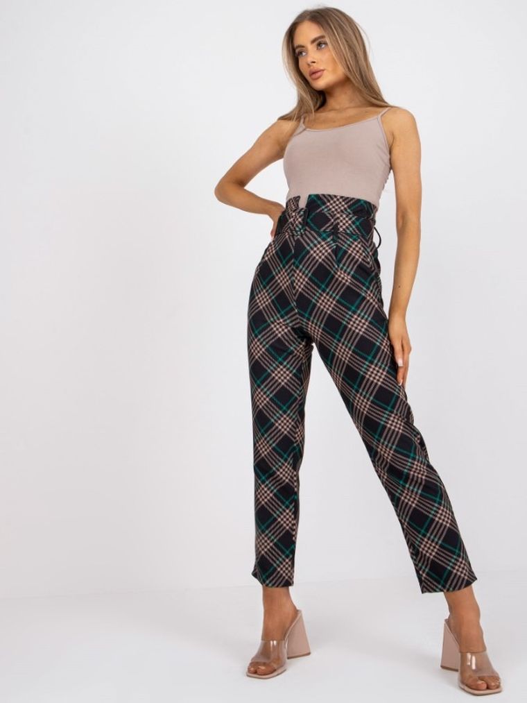 Spodnie materiałowe damskie, czarne, Italy Moda