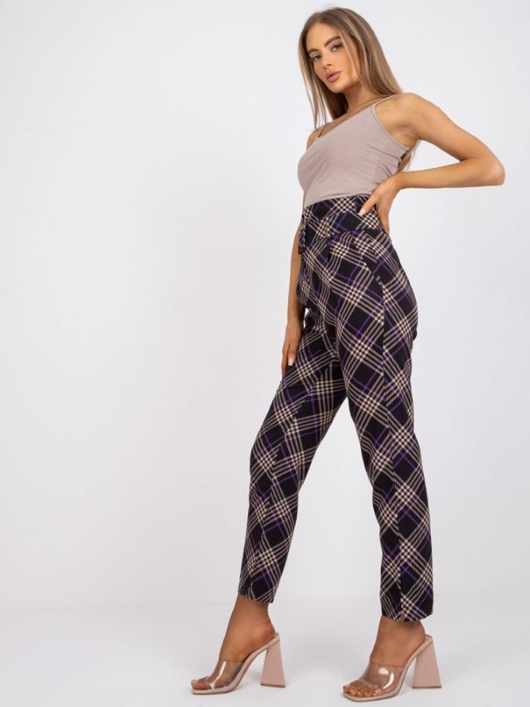 Spodnie materiałowe damskie, czarne, Italy Moda