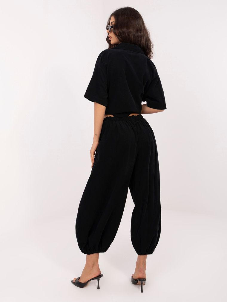 Spodnie materiałowe damskie, czarne, Italy Moda