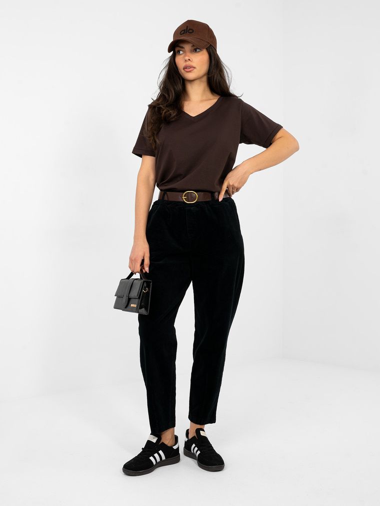 Spodnie materiałowe damskie, czarne, Italy Moda