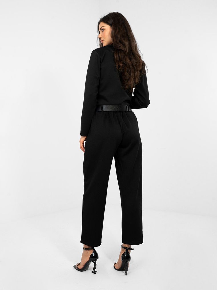 Spodnie materiałowe damskie, czarne, Italy Moda