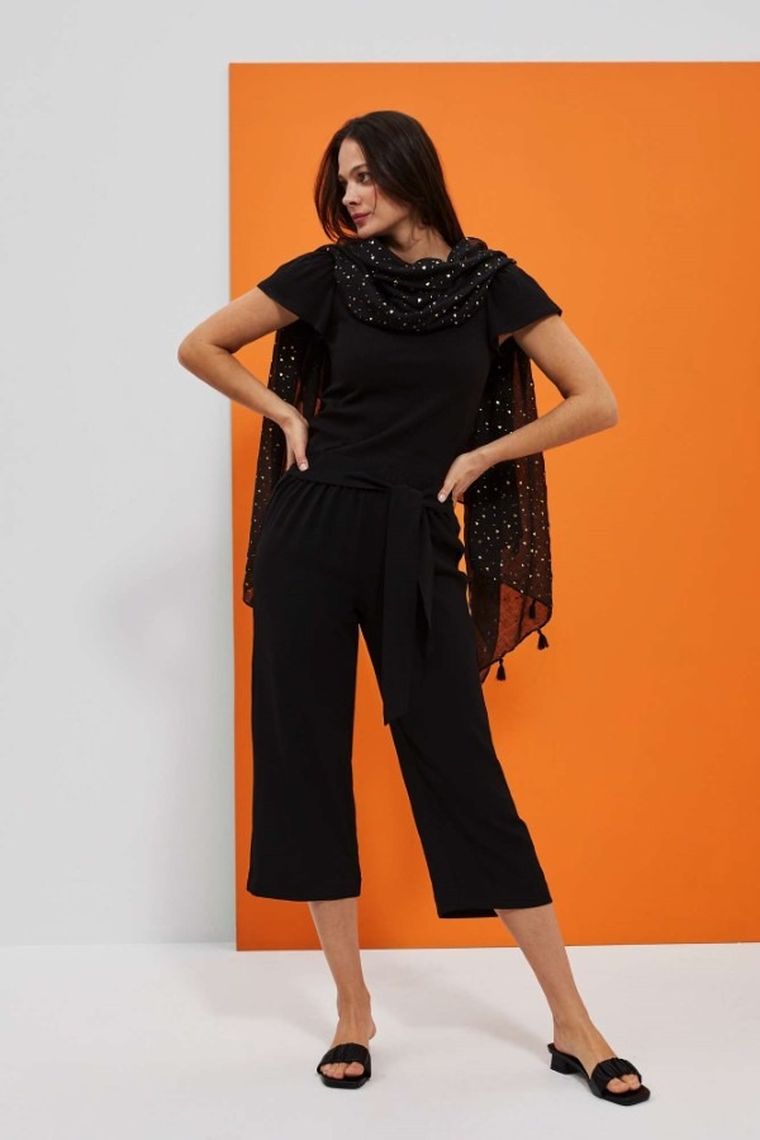 Spodnie materiałowe damskie, czarne, Moodo