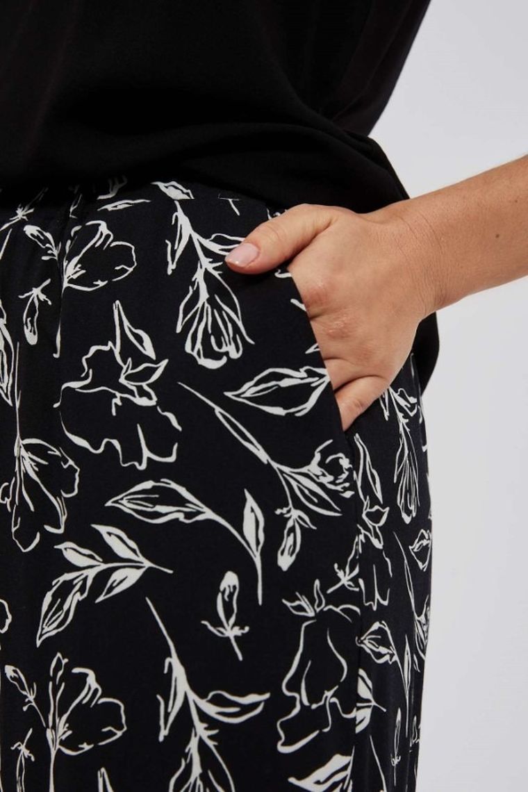 Spodnie materiałowe damskie, czarne, Moodo