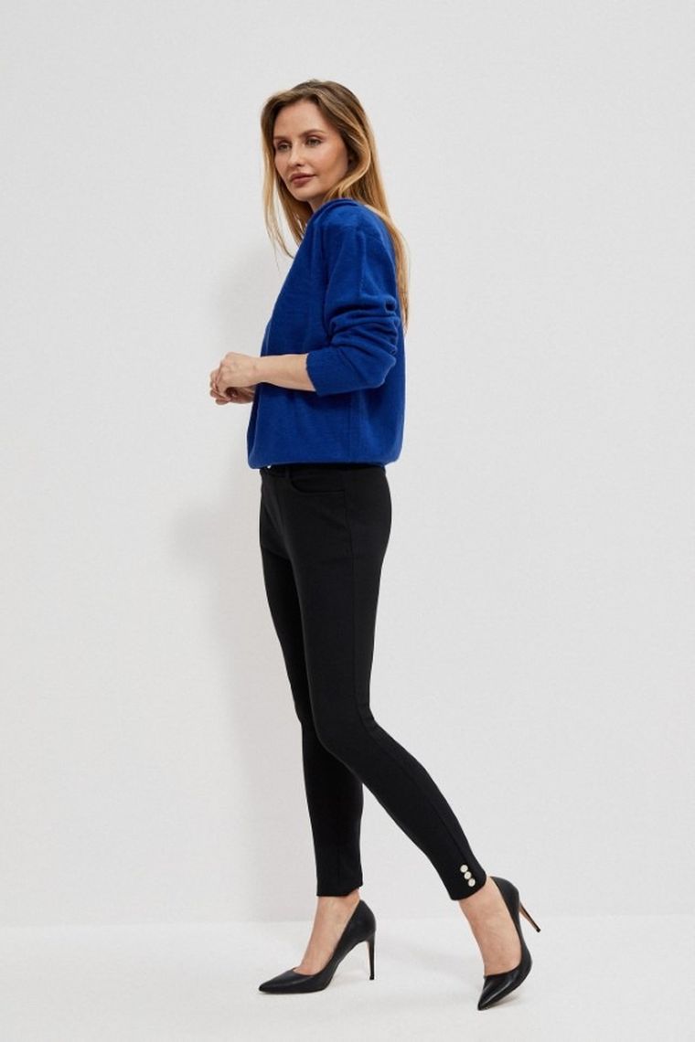 Spodnie materiałowe damskie, czarne, Moodo