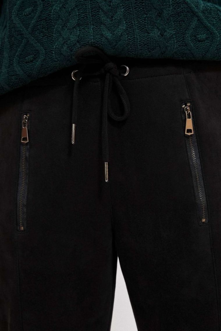 Spodnie materiałowe damskie, czarne, Moodo