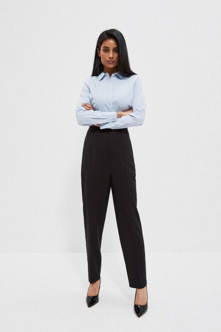 Spodnie materiałowe damskie, czarne, Moodo